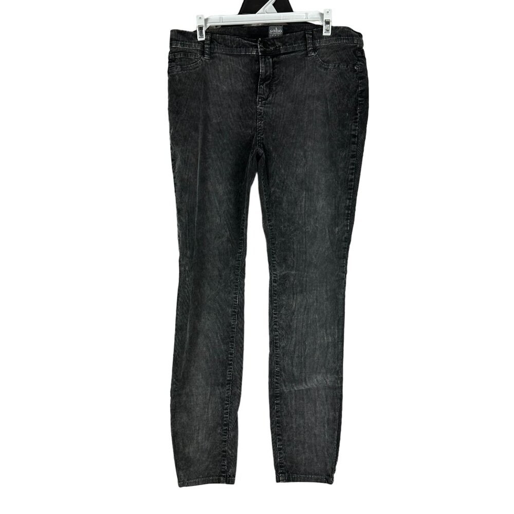 Soho New York Company Black Corduroy Straight Leg Jeans Womens Size 10 Stretchy